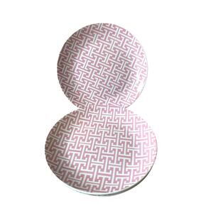 Godinger Porcelain Appetizer Plates 8.25" Pink & White Geometric Set of 4 NEW